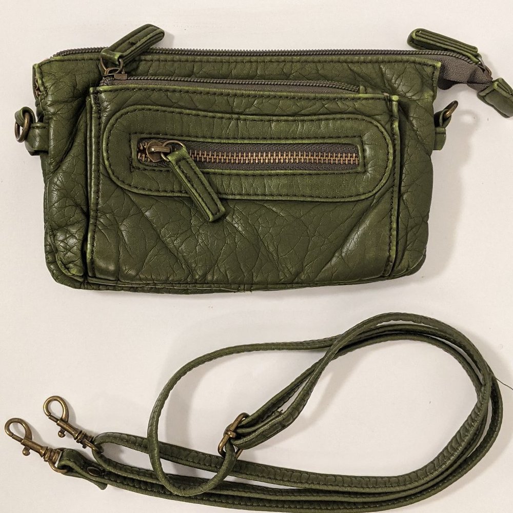 Olive Green Vegan Leather Sidebag